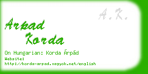 arpad korda business card